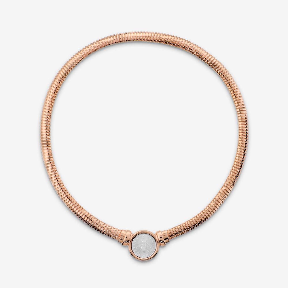 Italian Tubogas Collar Necklace With Changeable Bee Lire