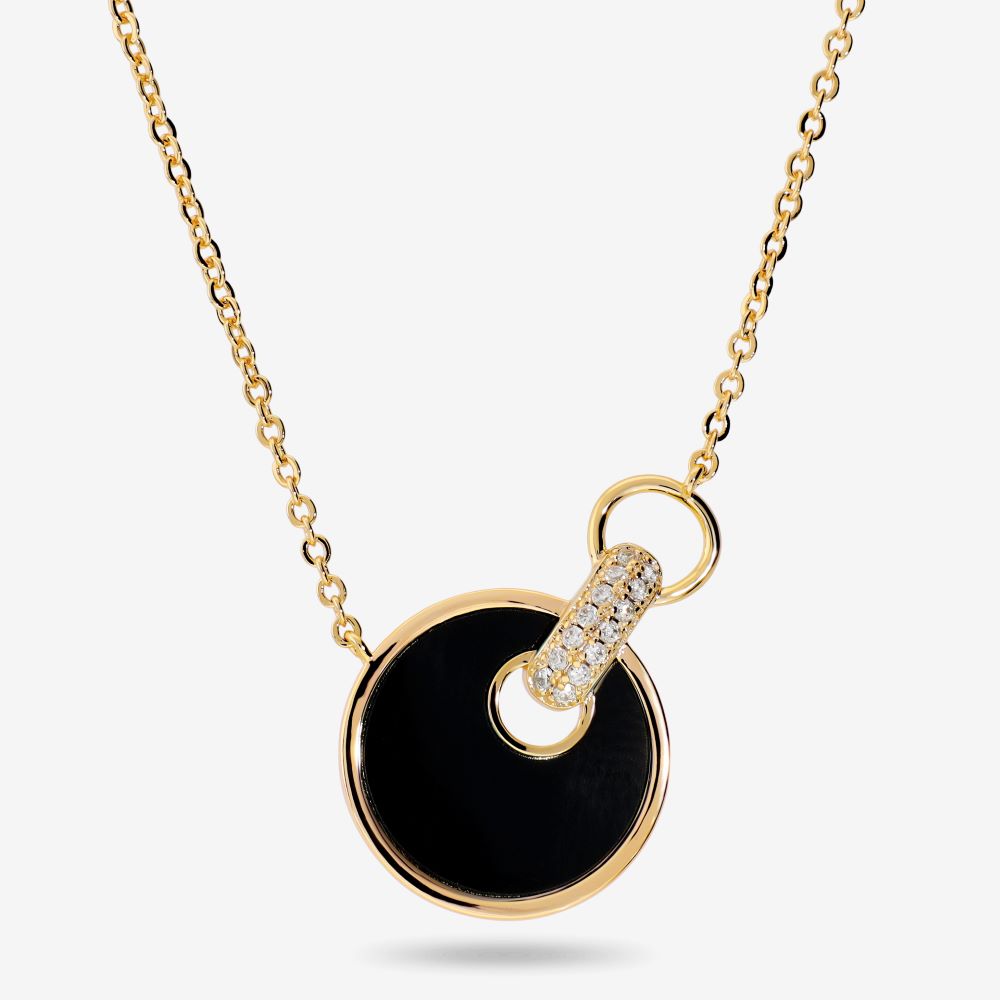 Italian Couture Inspired Gemstone Disc Necklace with Pave