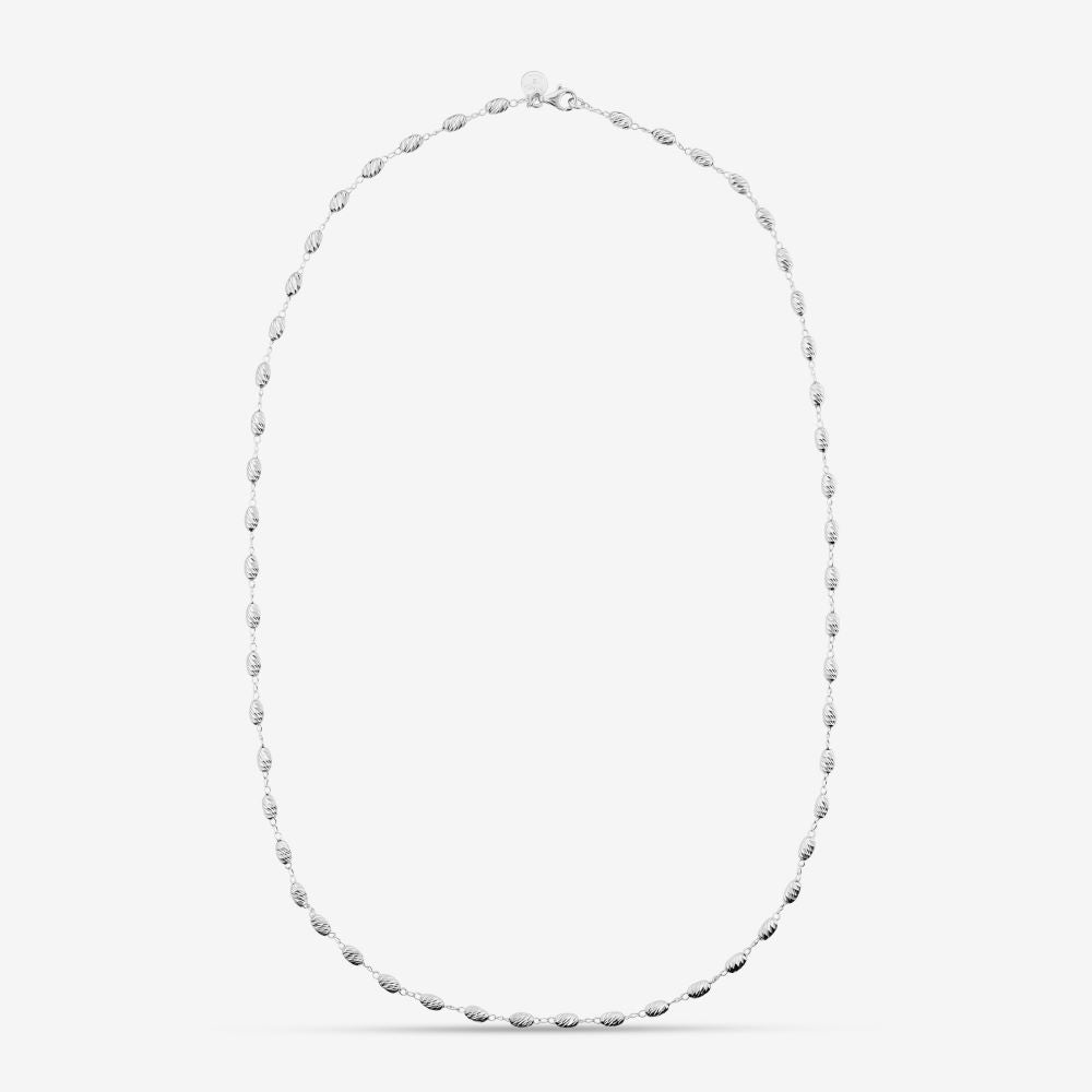 Italian 3D Diamond Cut Bead Necklace, White