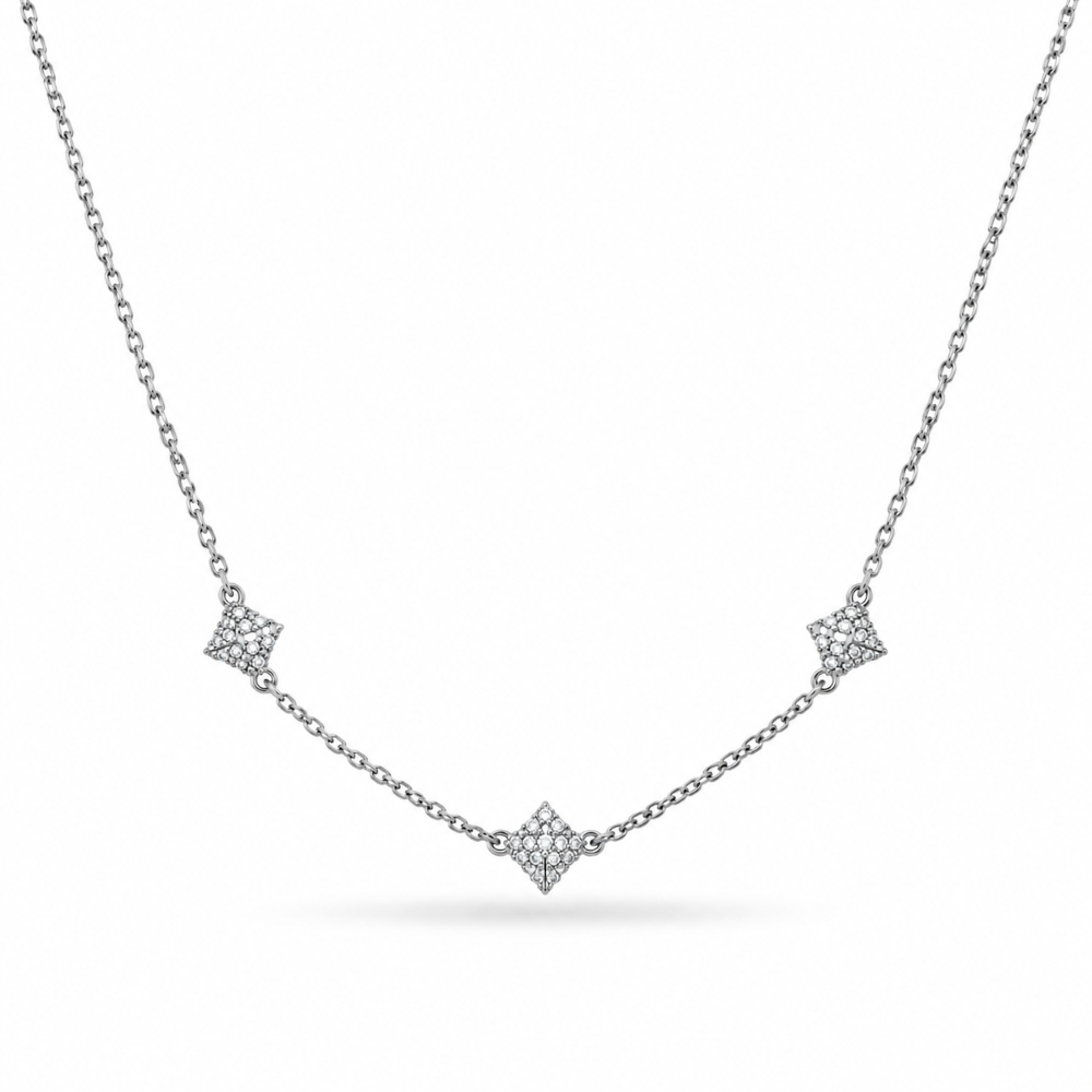 Italian Couture Inspired  Pave' Triple Pyramid Necklace