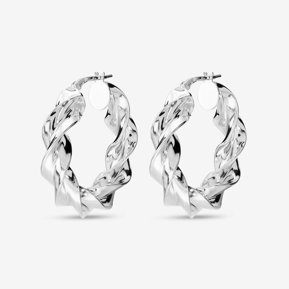 Italian Luxury Twist Hoop Earrings, 1.25"