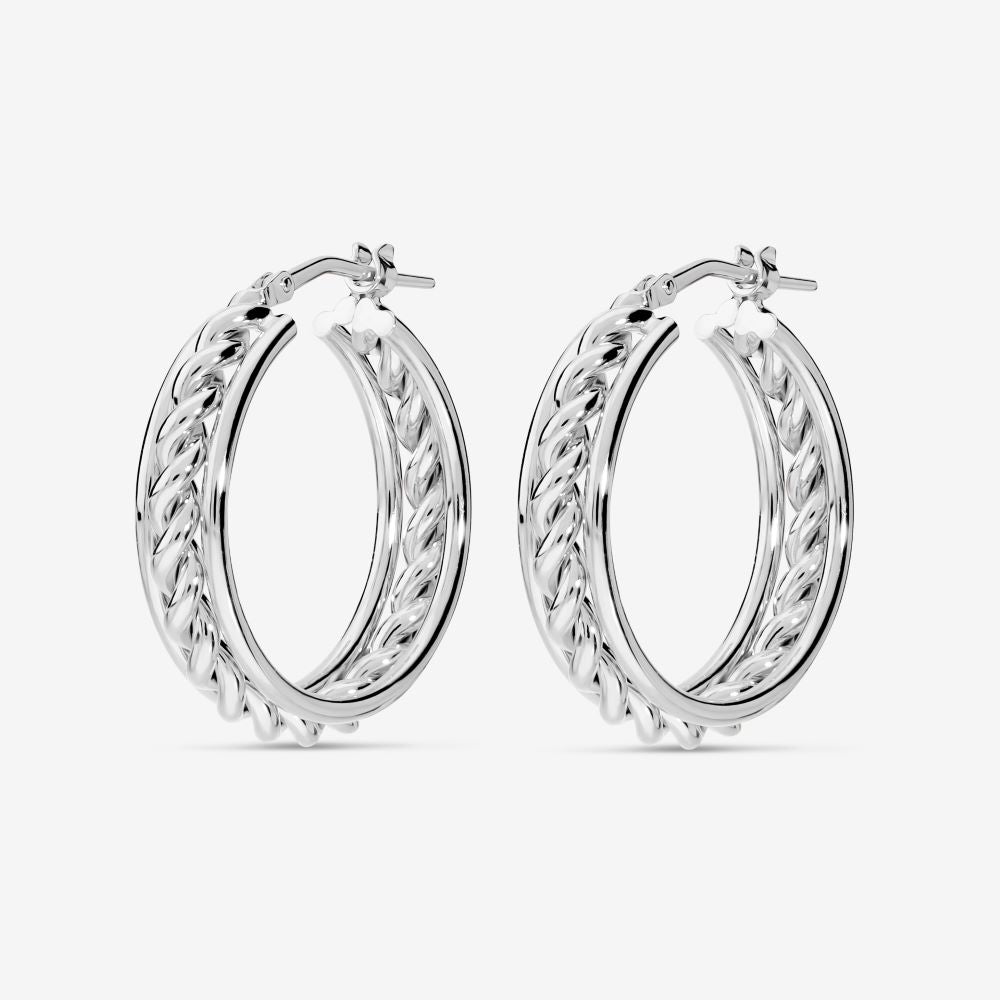 Italian Status Dimensional Twist Hoop Earrings