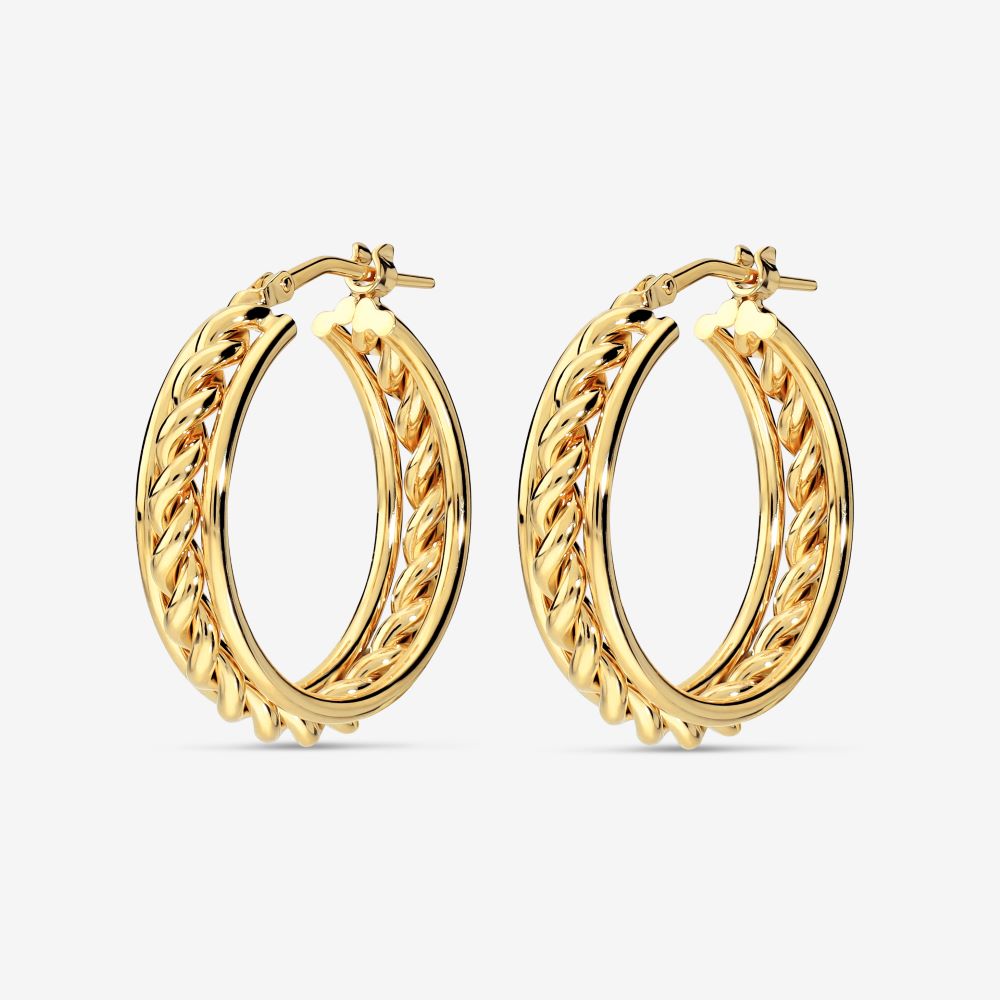 Italian Status Dimensional Twist Hoop Earrings