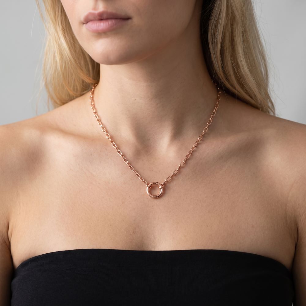 Italian Handmade Status Link Necklace With Circle Enhancer