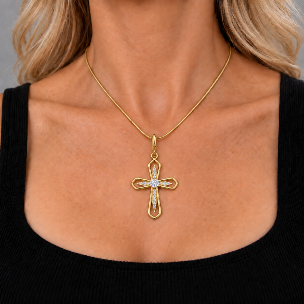 Italian Open Cross With Center Stones