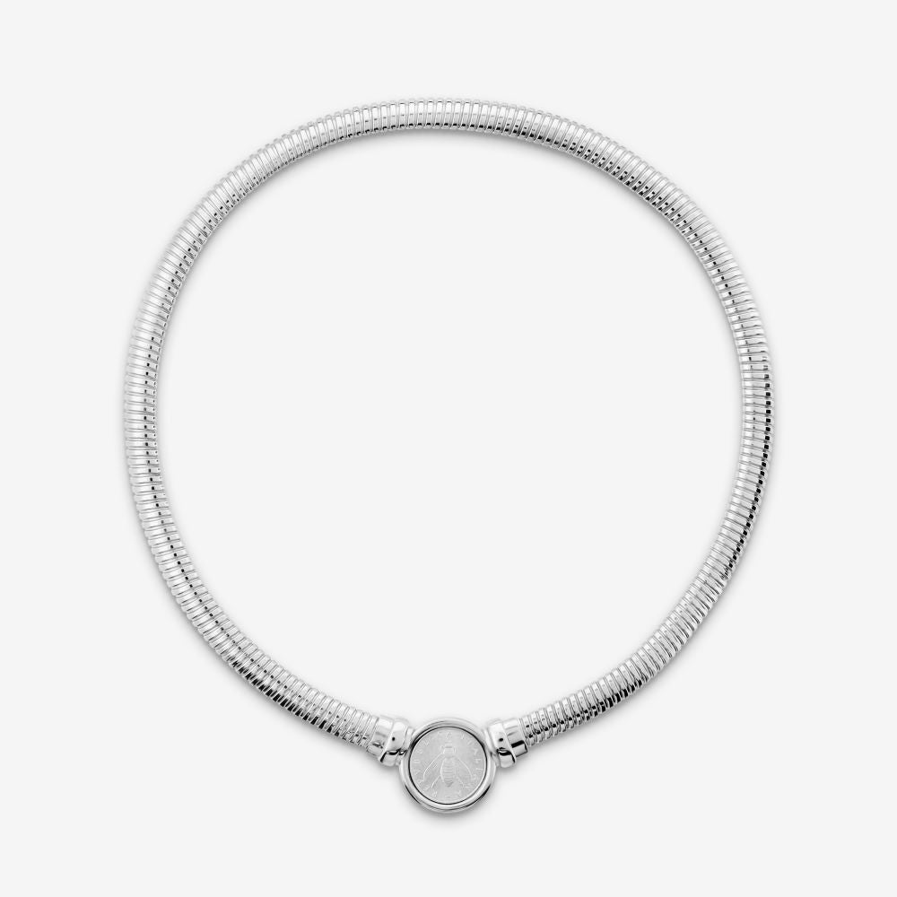 Italian Tubogas Collar Necklace With Changeable Bee Lire